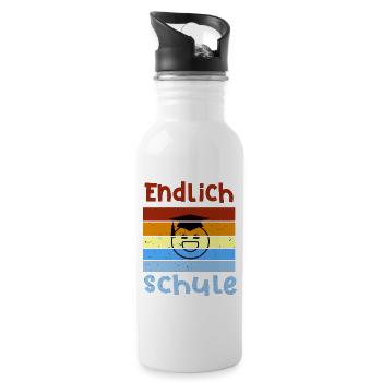 Endlich wieder Schule Smile Schulbeginn T shirt - Trinkflasche mit integriertem Trinkhalm - Weiß - Rechts