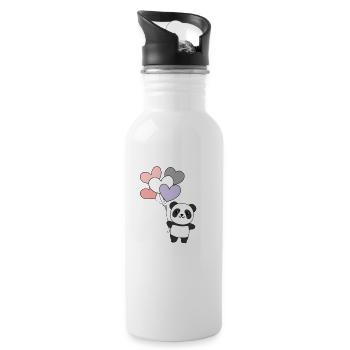 cupioromantic Flagge Ballon Herz Pride LGBTQ Panda - Trinkflasche mit integriertem Trinkhalm - Weiß - Rechts