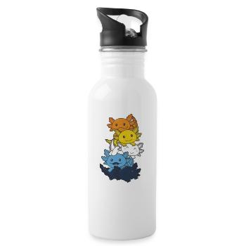 aroace Flag Gay Pride LGBTQ Axolotl - Water bottle with straw - white - Right