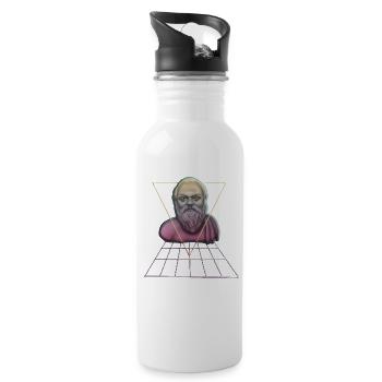 Sokrates Philosoph Student Geschenk - Trinkflasche mit integriertem Trinkhalm - Weiß - Rechts