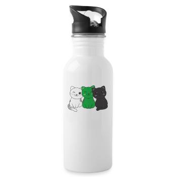 Neutrois Flag Pride LGBTQ süßer Katzen - Trinkflasche mit integriertem Trinkhalm - Weiß - Rechts