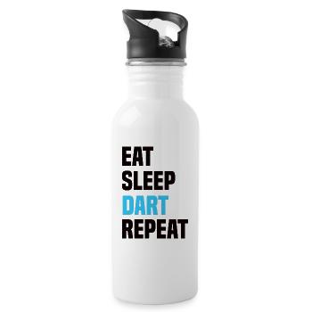 Eat Sleep Dart Repeat - Trinkflasche mit integriertem Trinkhalm - Weiß - Rechts