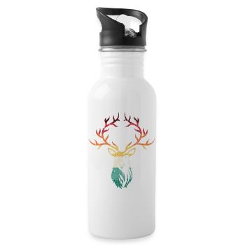 Hirschgeweih mit Farbverlauf - Trinkflasche mit integriertem Trinkhalm - Weiß - Rechts