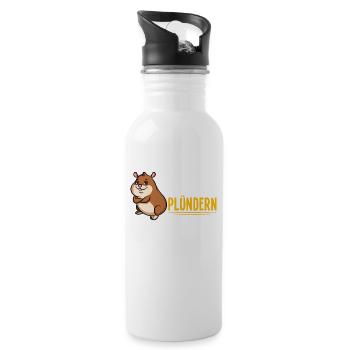 Wer hamstert ist zu faul zum Plündern - Prepper - Trinkflasche mit integriertem Trinkhalm - Weiß - Rechts