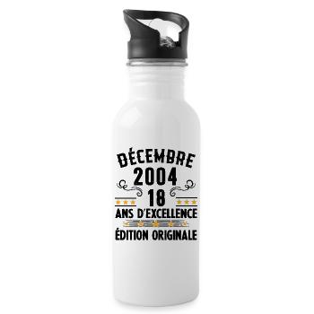18 Ans Anniversaire Vintage Né(e) en Décembre 2004 - Gourde avec paille intégrée - blanc - Droite