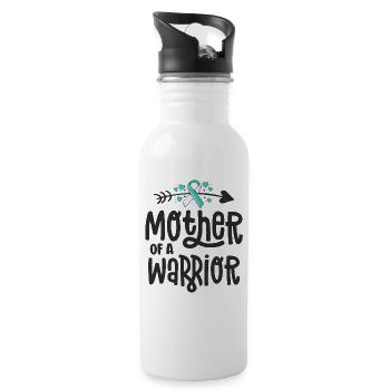 Mother Of A Warrior Teal Cervical Cancer Family - Water bottle with straw - white - Right