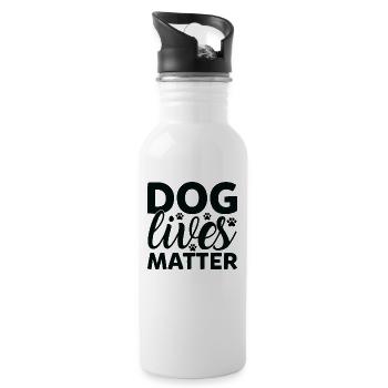 Dog lives matter - Trinkflasche mit integriertem Trinkhalm - Weiß - Rechts