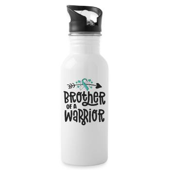 Brother Of A Warrior Teal Cervical Cancer Family - Water bottle with straw - white - Right