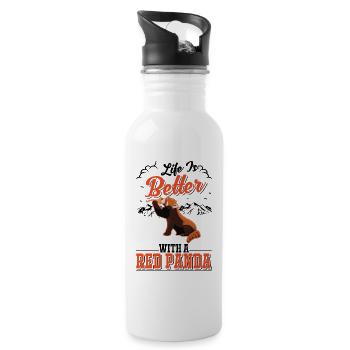 Life is better with a Red Panda Roter Panda - Water bottle with straw - white - Right