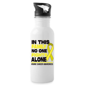 No One Fights Alone Family - Bone Cancer Awareness - Water bottle with straw - white - Right