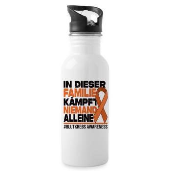 Niemand Kämpft Alleine Familie - Blutkrebs - Trinkflasche mit integriertem Trinkhalm - Weiß - Rechts