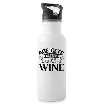 Age gets better with wine - Water bottle with straw - white - Right