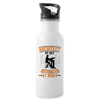 Architect by day really tired at night Architekt - Water bottle with straw - white - Right