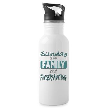 Sunday is for family and Fingerpainting Spruch - Trinkflasche mit integriertem Trinkhalm - Weiß - Rechts