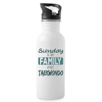 Sunday is for family and Taekwondo Spruch - Trinkflasche mit integriertem Trinkhalm - Weiß - Rechts