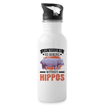 Hippo Gift Hippo Hippo Hippo - Water bottle with straw - white - Right
