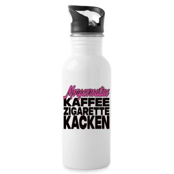 Kaffee Zigarette Kacken - Lustiger Spruch - Trinkflasche mit integriertem Trinkhalm - Weiß - Rechts