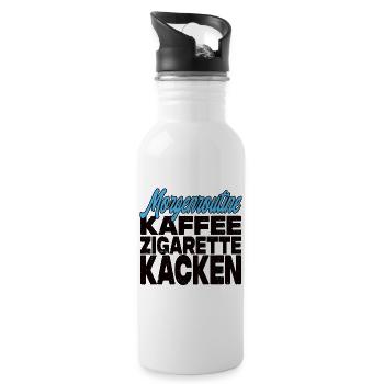 Kaffee Zigarette Kacken - Lustiger Spruch - Trinkflasche mit integriertem Trinkhalm - Weiß - Rechts