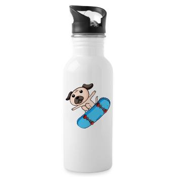 Chien Skater Skateboard Enfants Enfant Motif - Gourde avec paille intégrée - blanc - Droite