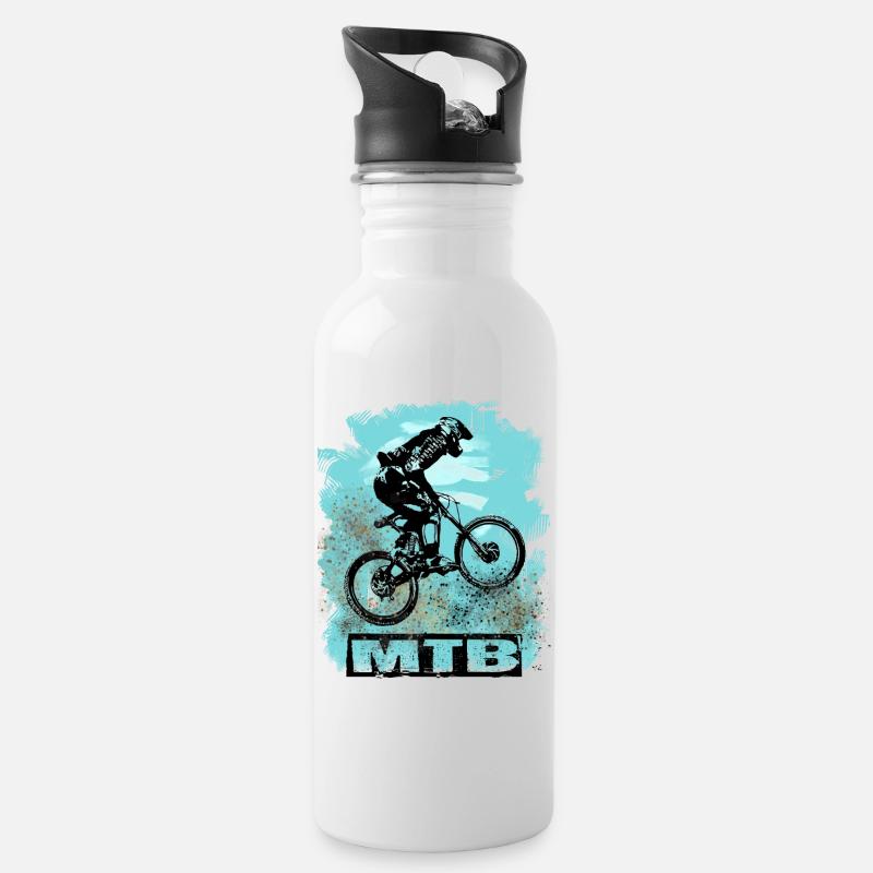 MTB Bike - Trinkflasche mit integriertem Trinkhalm - Weiß