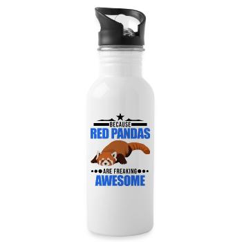 Red Panda Gift Cat Bear Red Panda - Water bottle with straw - white - Right