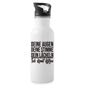 Deine Augen Deine Stimme Dein Lächeln - Lustig - Trinkflasche mit integriertem Trinkhalm - Weiß - Rechts