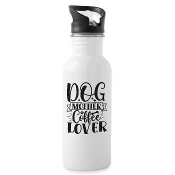 Dog mother coffee lover - Water bottle with straw - white - Right