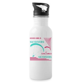 Good Girls Like Skydivers Cool Girls Are Skydivers - Trinkflasche mit integriertem Trinkhalm - Weiß - Rechts
