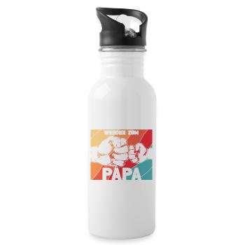 Großartige Männer werden zum Papa befördert - Trinkflasche mit integriertem Trinkhalm - Weiß - Rechts