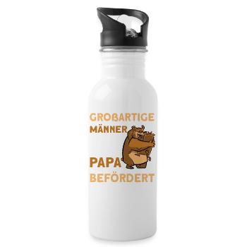 Großartige Männer werden zum Papa befördert - Trinkflasche mit integriertem Trinkhalm - Weiß - Rechts
