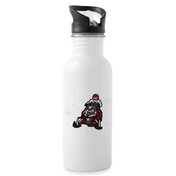 Ich schnarche nicht, ich träume im Schneemobil - Trinkflasche mit integriertem Trinkhalm - Weiß - Rechts