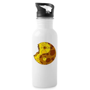 Käse Yin Yang - Trinkflasche mit integriertem Trinkhalm - Weiß - Rechts