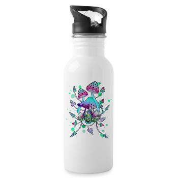 Zauberpilze Neon Psychedelic Shrooms - Trinkflasche mit integriertem Trinkhalm - Weiß - Rechts