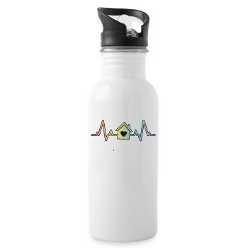 Real Estate Agent Heartbeat Gift Open House Home - Water bottle with straw - white - Right