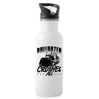 Bauarbeiter Bagger Planierraupe Geschenkidee - Trinkflasche mit integriertem Trinkhalm - Weiß - Rechts