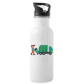 Just a boy who loves garbage trucks - Water bottle with straw - white - Right