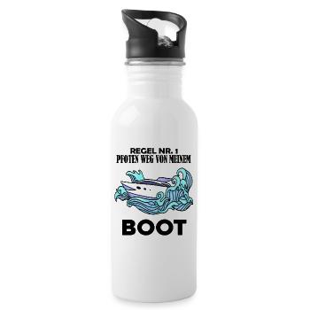 Motorboot Kapitän Boot Boote Seefahrt - Trinkflasche mit integriertem Trinkhalm - Weiß - Rechts