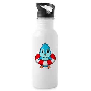 Bouée de sauvetage Penguin Swimming - Gourde avec paille intégrée - blanc - Droite