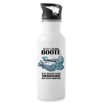 Motorboot Kapitän - Trinkflasche mit integriertem Trinkhalm - Weiß - Rechts