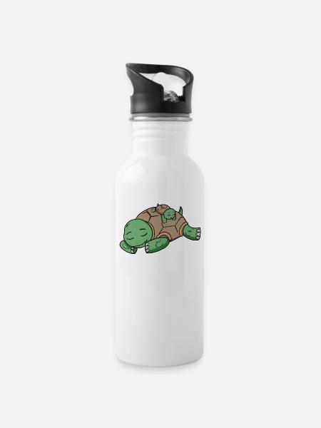 Turtle Papa con Baby Turtle - Borraccia con cannuccia integrata - bianco