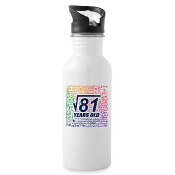 Root Division 81 Jahre alt, lustiger Matheliebhaber - Trinkflasche mit integriertem Trinkhalm - Weiß - Rechts