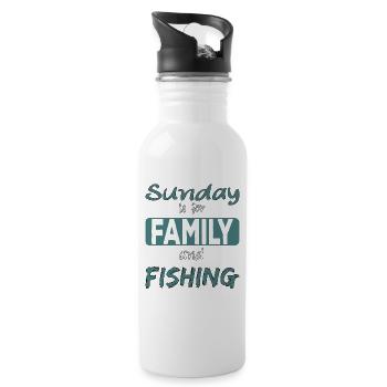 Sunday is for family and Fishing Spruch - Gourde avec paille intégrée - blanc - Droite