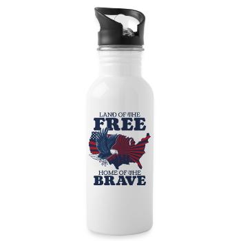 USA America Holiday Patriot July 4 - Water bottle with straw - white - Right