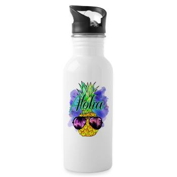 Aloha Ananas - Trinkflasche mit integriertem Trinkhalm - Weiß - Rechts