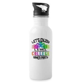 Level COLLEGE keep calm and game on - Trinkflasche mit integriertem Trinkhalm - Weiß - Rechts