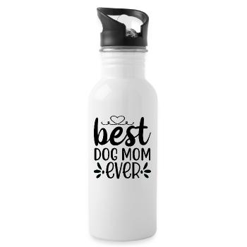 Best dog mom ever - Water bottle with straw - white - Right