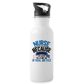 Krankenschwester, weil Superheld kein Titel ist - Trinkflasche mit integriertem Trinkhalm - Weiß - Rechts
