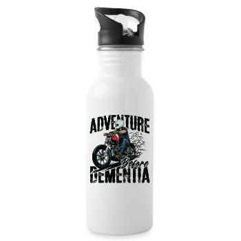 Abenteurer auf Motorrad mit Helm - Trinkflasche mit integriertem Trinkhalm - Weiß - Rechts