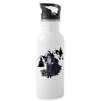 Horror Halloween Ghosts Witching Hour Mountain - Water bottle with straw - white - Right