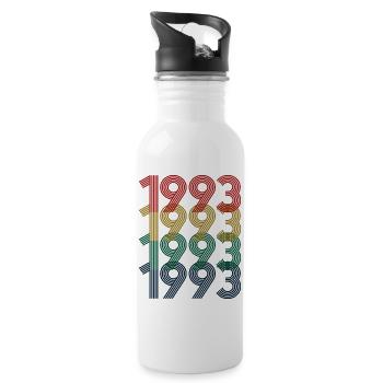 Cool Retro 1993, 30 ans, cadeau de 30e anniversaire - Gourde avec paille intégrée - blanc - Droite